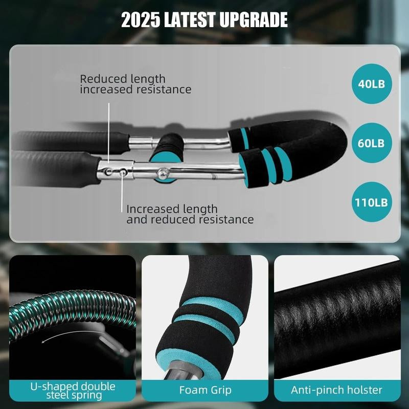 Arm Trainer, 60-110Lb Adjustable Chest Workout Equipment, Arm Trainer, Arm Strength Trainer, Portable Power Twister Bar,Portable Spring Resistance for Home Workout Equipment