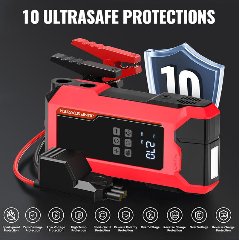 8000A Car Jump Starter,12Vauto Battery Booster for up to 7.0L Gas & 5.5L Dieselengines, Portable Lithium Pack with LED Light & USBQC3.0