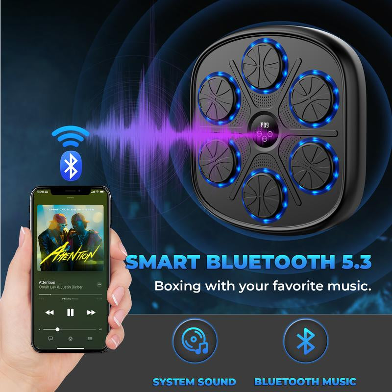 Heetipuk MBT-03 Music Boxing Machine, Wall Mounted Smart Bluetooth Boxing Trainer, Electronic Boxing Target with Boxing Gloves, Workout Punching Equipment for Home, Indoor and Gym