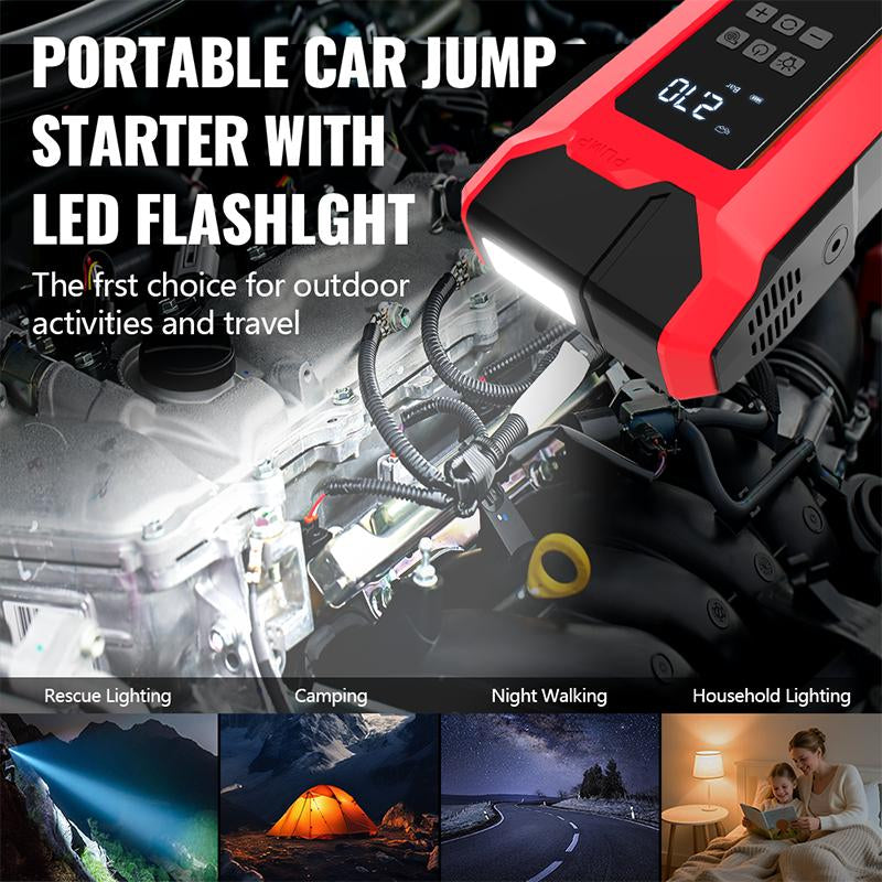 8000A Car Jump Starter,12Vauto Battery Booster for up to 7.0L Gas & 5.5L Dieselengines, Portable Lithium Pack with LED Light & USBQC3.0