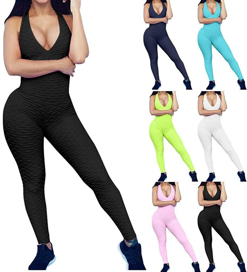 Womens Jumpsuit One Piece Sports Yoga Bodysuit Leggings Romper