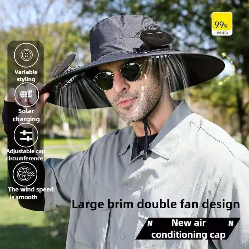 【Local Stock!Fast Shipping!】2025 Solar Fan Hat, Detachable Neck Fan, UPF 50+ Wide Brim Sun Hat, 3 Adjustable Positions, Essential Outdoor Gear for Men and Women Camping, Travel, Fishing - XC