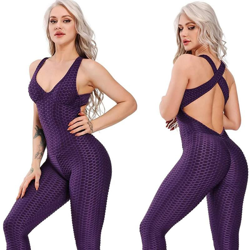 Womens Jumpsuit One Piece Sports Yoga Bodysuit Leggings Romper