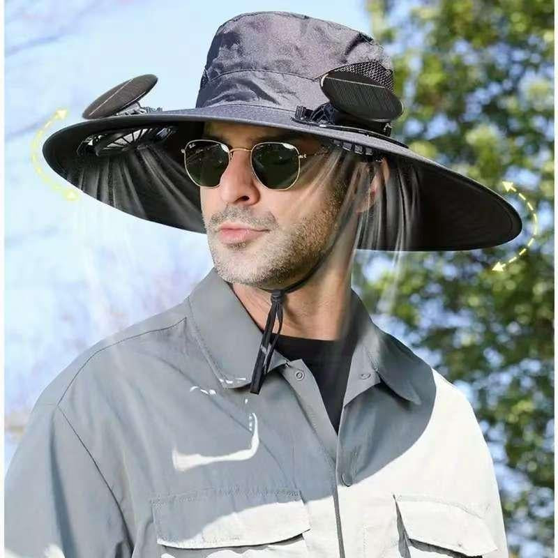 【Local Stock!Fast Shipping!】2025 Solar Fan Hat, Detachable Neck Fan, UPF 50+ Wide Brim Sun Hat, 3 Adjustable Positions, Essential Outdoor Gear for Men and Women Camping, Travel, Fishing - XC