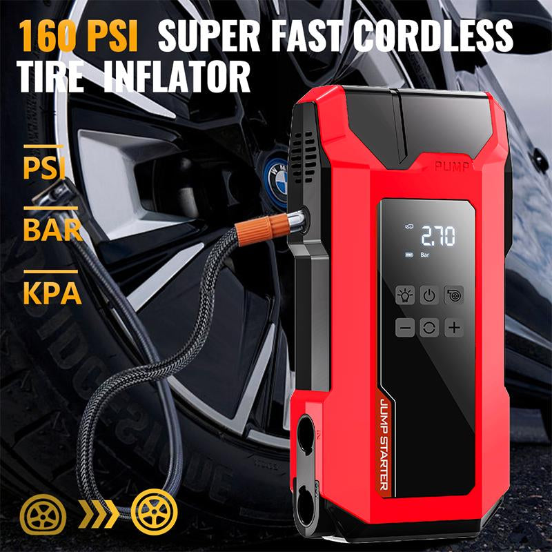 8000A Car Jump Starter,12Vauto Battery Booster for up to 7.0L Gas & 5.5L Dieselengines, Portable Lithium Pack with LED Light & USBQC3.0