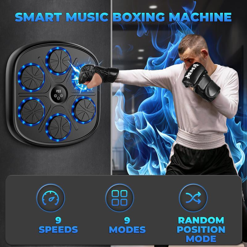 Heetipuk MBT-03 Music Boxing Machine, Wall Mounted Smart Bluetooth Boxing Trainer, Electronic Boxing Target with Boxing Gloves, Workout Punching Equipment for Home, Indoor and Gym