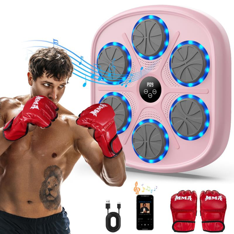 Heetipuk MBT-03 Music Boxing Machine, Wall Mounted Smart Bluetooth Boxing Trainer, Electronic Boxing Target with Boxing Gloves, Workout Punching Equipment for Home, Indoor and Gym