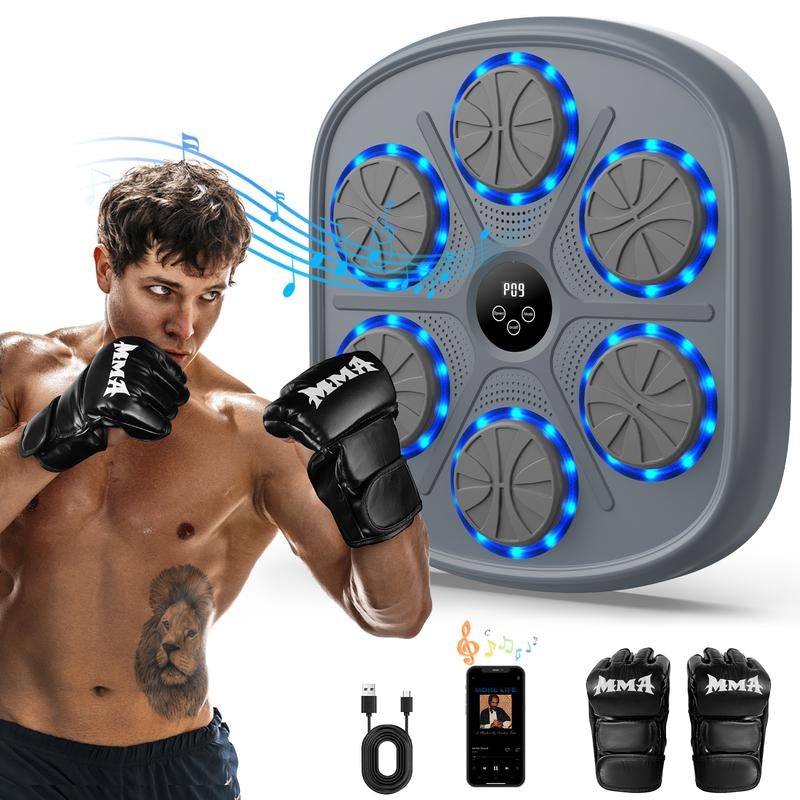 Heetipuk MBT-03 Music Boxing Machine, Wall Mounted Smart Bluetooth Boxing Trainer, Electronic Boxing Target with Boxing Gloves, Workout Punching Equipment for Home, Indoor and Gym