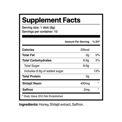 True Nutra Pure Himalayan Shilajit Honey Sticks with Raw Organic Honey Fulvic Acid 85+ Essential Minerals Fast Absorbing Long Lasting 10 Sticks