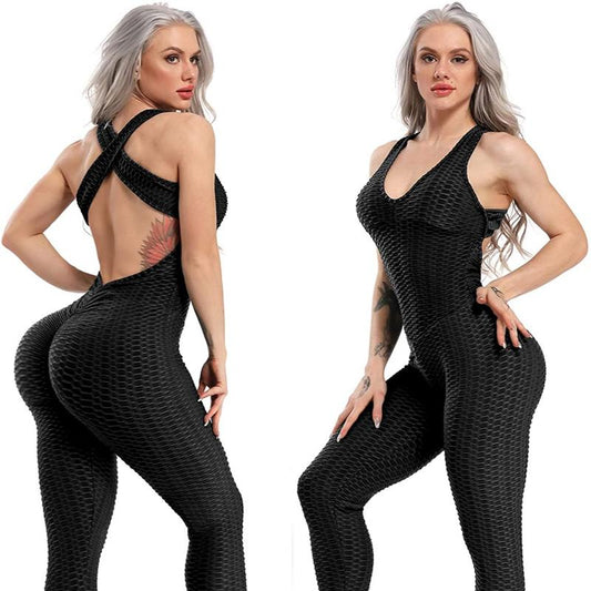 Womens Jumpsuit One Piece Sports Yoga Bodysuit Leggings Romper