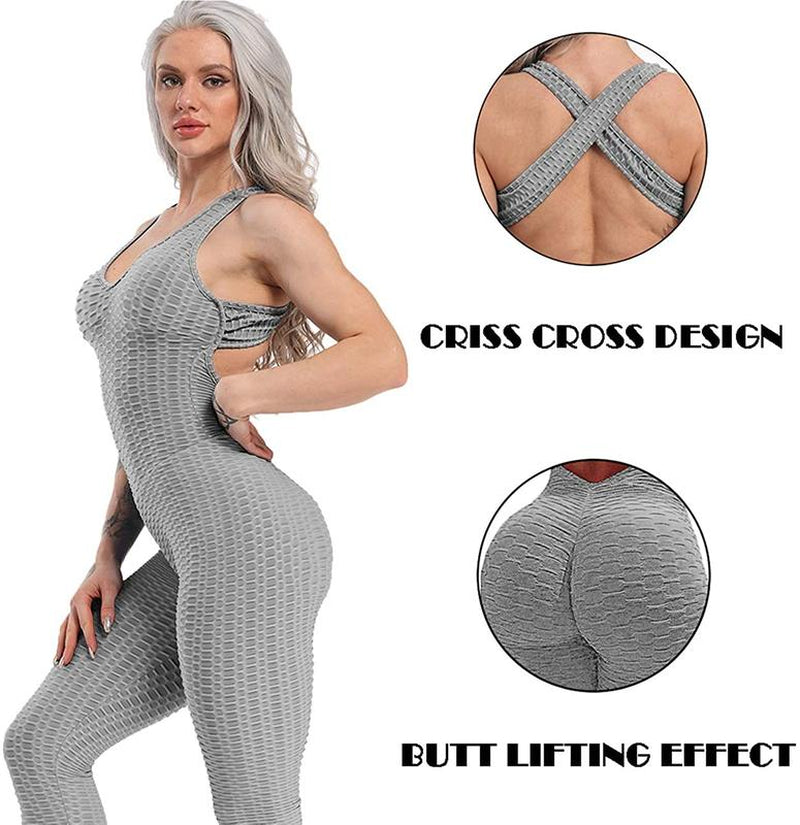 Womens Jumpsuit One Piece Sports Yoga Bodysuit Leggings Romper