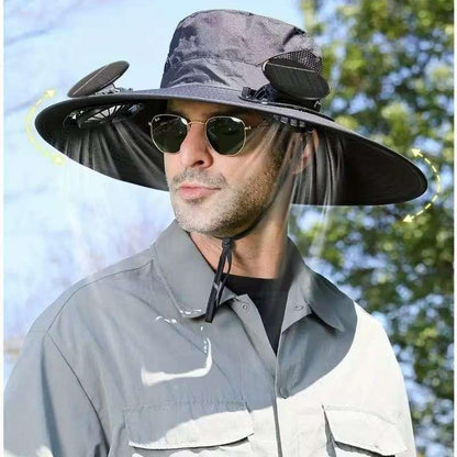 【Local Stock!Fast Shipping!】2025 Solar Fan Hat, Detachable Neck Fan, UPF 50+ Wide Brim Sun Hat, 3 Adjustable Positions, Essential Outdoor Gear for Men and Women Camping, Travel, Fishing - XC
