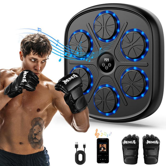 Heetipuk MBT-03 Music Boxing Machine, Wall Mounted Smart Bluetooth Boxing Trainer, Electronic Boxing Target with Boxing Gloves, Workout Punching Equipment for Home, Indoor and Gym